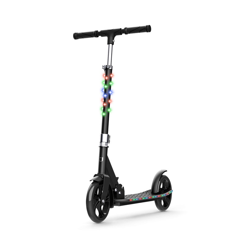 Jetson Scooters Jupiter Jumbo Kick Scooter Black Collapsible Portable Kids Push Scooter Lightweight Folding Design with Big Wheels and High Visibility RGB Light Up LEDs on Stem and Deck