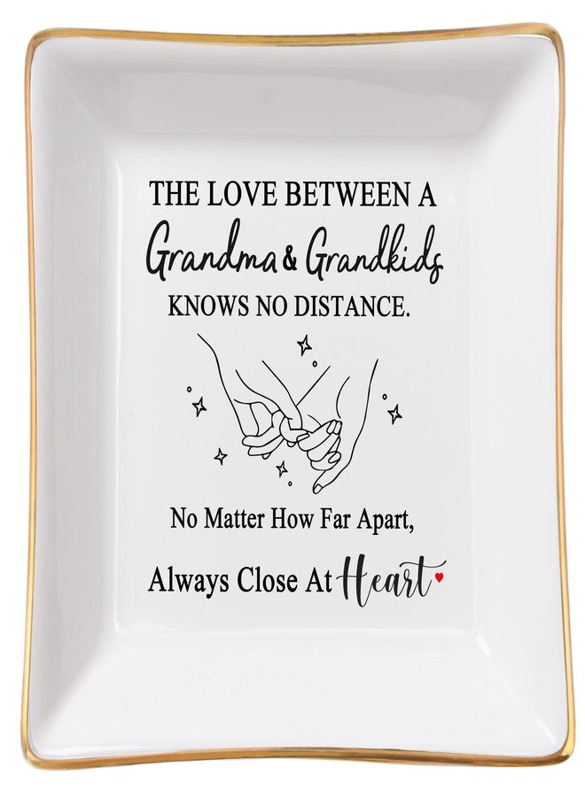 Spegiffu Grandma Gifts from Grandkids, Gifts for Grandma Jewelry Tray Dish - The Love Between A Grandma & Grandkids Knows No Distance, Grandmother Birthday Christmas for Grandma - Image 1