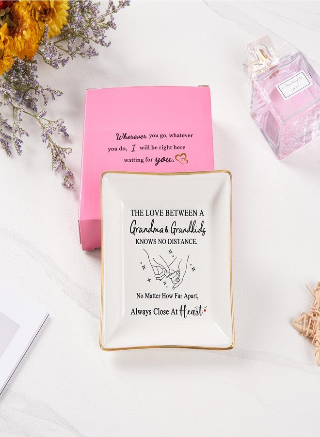 Spegiffu Grandma Gifts from Grandkids, Gifts for Grandma Jewelry Tray Dish - The Love Between A Grandma & Grandkids Knows No Distance, Grandmother Birthday Christmas for Grandma - Image 3