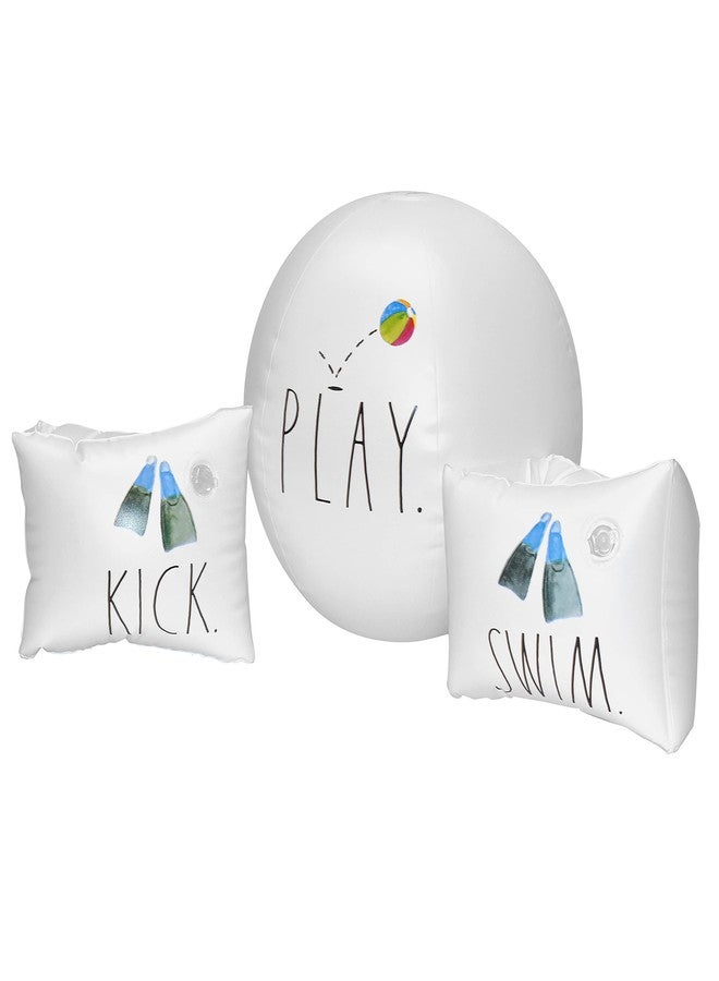Coconut Float Rae Dunn x Water Wings & Beach Ball - Swim Kick Theme - Child Sized Inflatable Water Wings & Durable Water Toy - Child Floation Devices Perfect for Summer Parties & Swim Events - Image 1