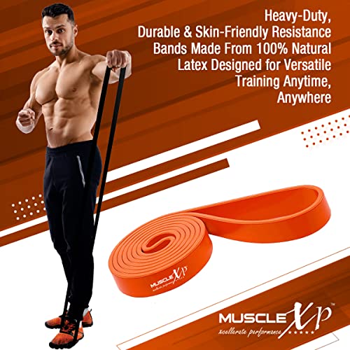MuscleXP Dr Fitness+ Natural Rubber Heavy Duty Stretch Resistance Loop Band For Full Body Exerciser, Physical Therapy - Orange, 35-48 kg - Image 4