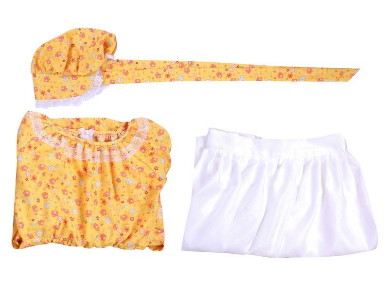 Vibsion Girls Pioneer Prairie Costume Pilgrim Dress Kids Floral Colonial Village Girl Costumes Bonnet Apron Set - Image 5
