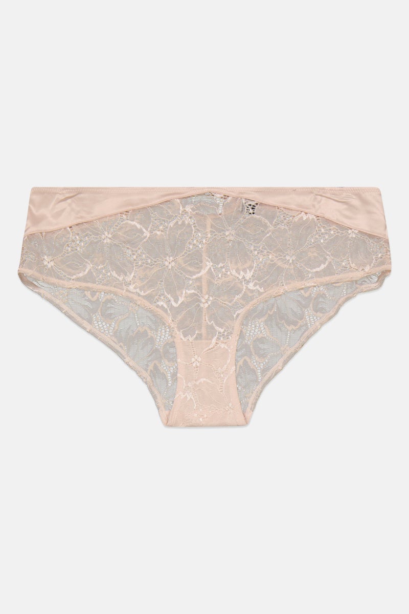 Etam Women Lace Pull-On Shorty Panty, Beige - Image 1