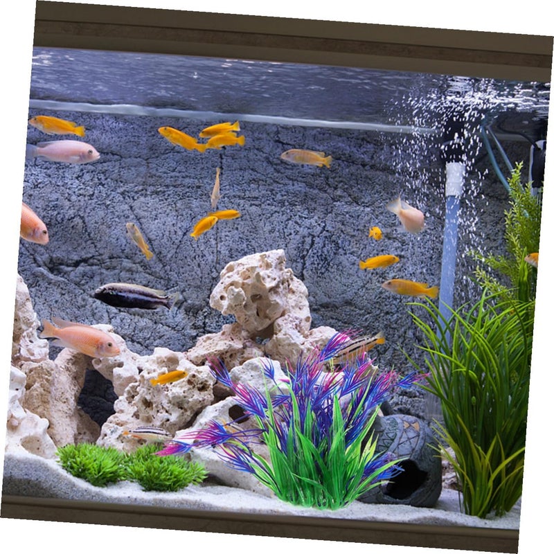 قطعتان من نباتات أحواض السمك الاصطناعية، محاكاة عشب الماء في حوض السمك، زينة بلاستيكية تحت الماء لأحواض المياه العذبة بألوان أرجوانية وأحمر-أخضر - Image 4