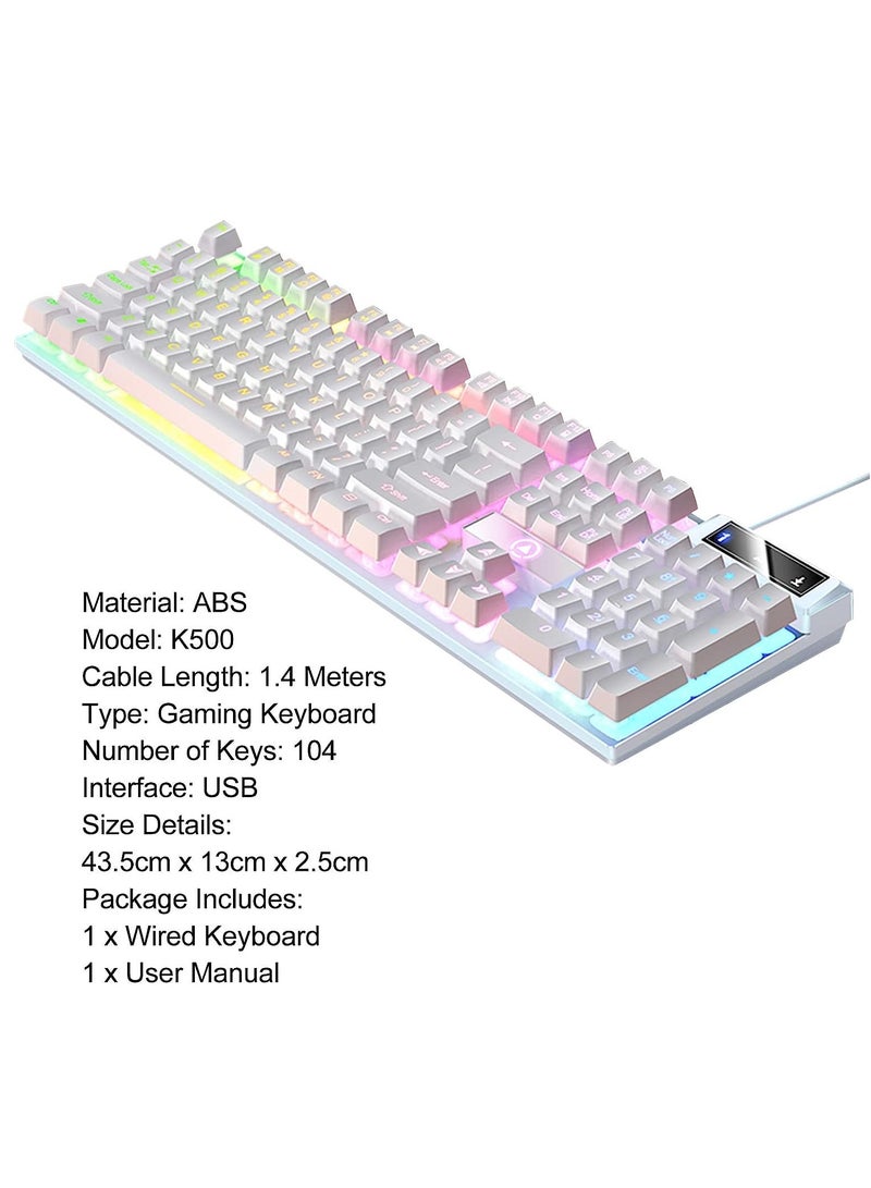 لوحة مفاتيح مشبكة بالأسلاك مع إضاءة خلفية وشعور ميكانيكي وتطابق الألوان و104 مفتاحًا ومناسبة لألعاب الكمبيوتر للأجهزة المكتبية - Image 4