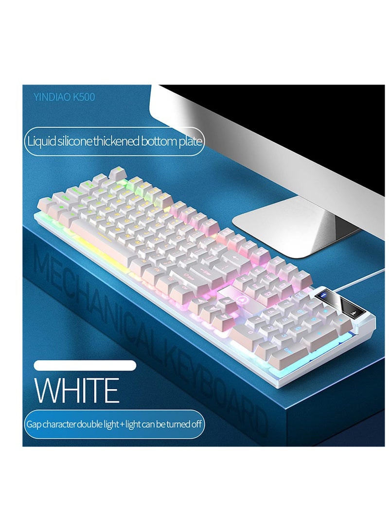 لوحة مفاتيح مشبكة بالأسلاك مع إضاءة خلفية وشعور ميكانيكي وتطابق الألوان و104 مفتاحًا ومناسبة لألعاب الكمبيوتر للأجهزة المكتبية - Image 5