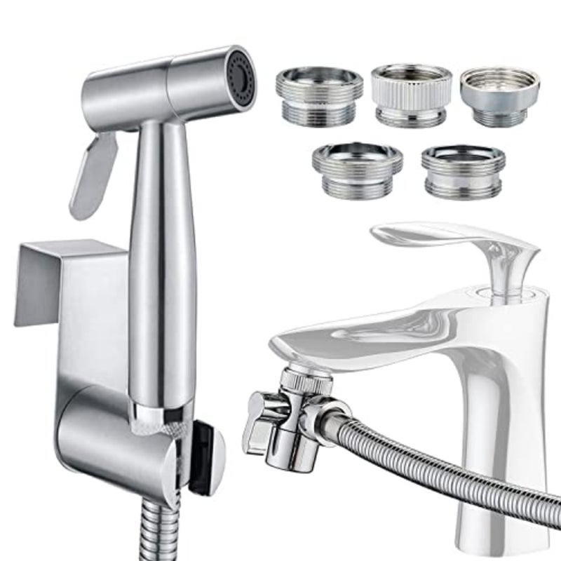Sink Sprayer Hose Attachment for Faucet, Faucet Head Replacement with 5 Adapters, 59" Hose and Holder - for Feminine Hygiene, Baby Diaper Cleaning and Pet Bathing - Image 1