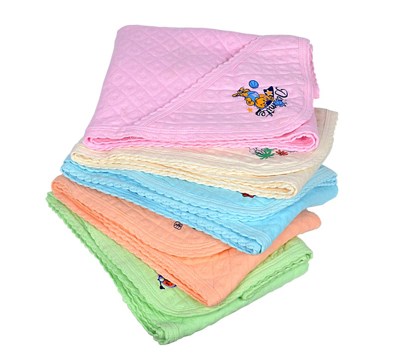 Sathiyas 100% Soft Cotton Baby Hooded Towels - Pack of 5, Multicolor - Image 1
