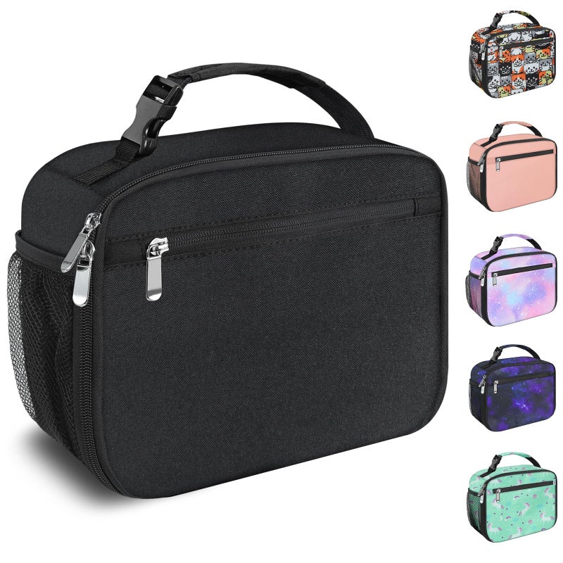 Femuar Kids Lunch Box for Boys Girls Lunch Bag Insulated Durable Lunchbox Children Lunch Tote Bag for School Black - Image 1