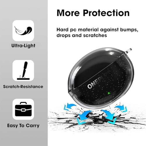 Meyaar Case for OnePlus Nord Buds 3 Pro, OnePlus Nord Buds 3 Silicone Cover with Keychain (Clear) - Image 5