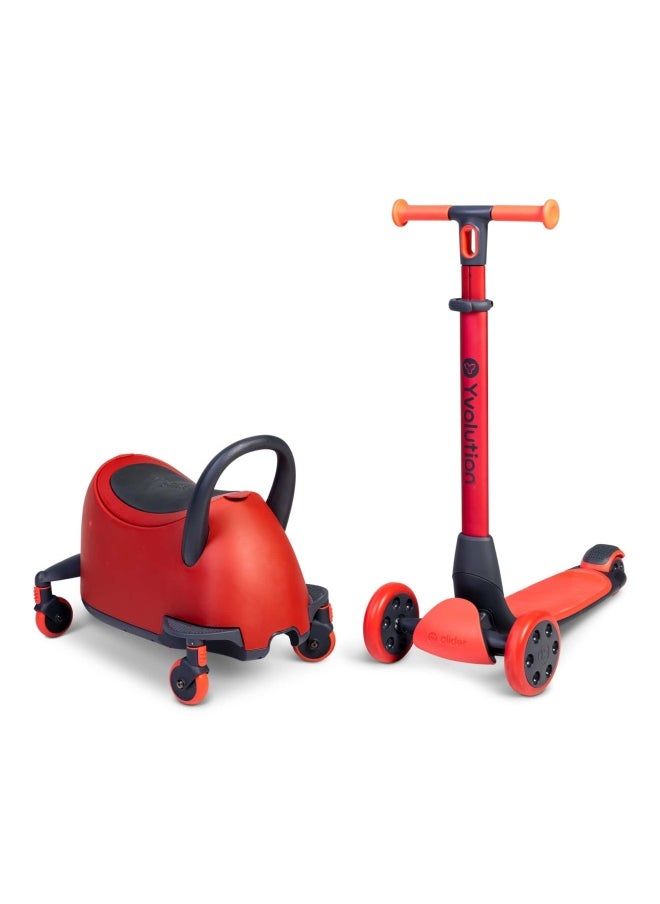Yvolution Yvolution Y Glider Luna 5-in-1 Scooter (Red)  - Image 1