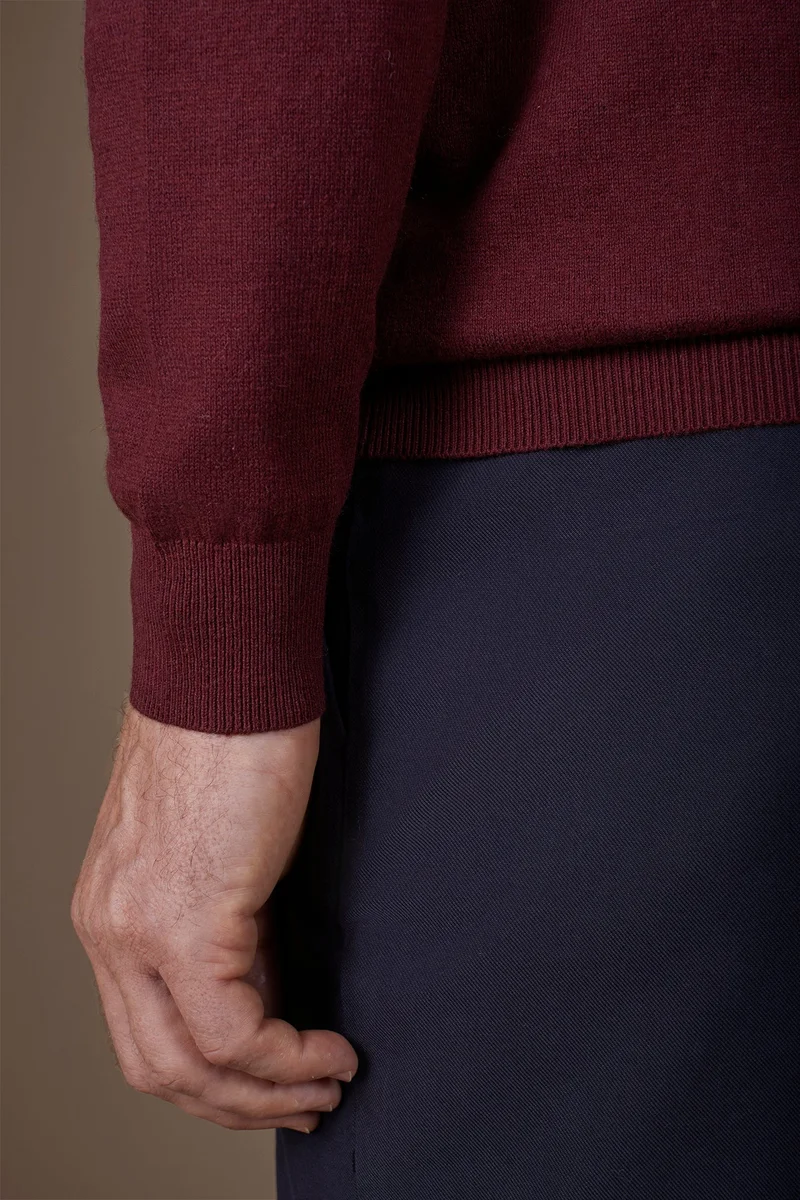 Doppelganger Red Men's regular fit high neck jumper in wool and cotton - Bordeaux for Men | Best Price UAE