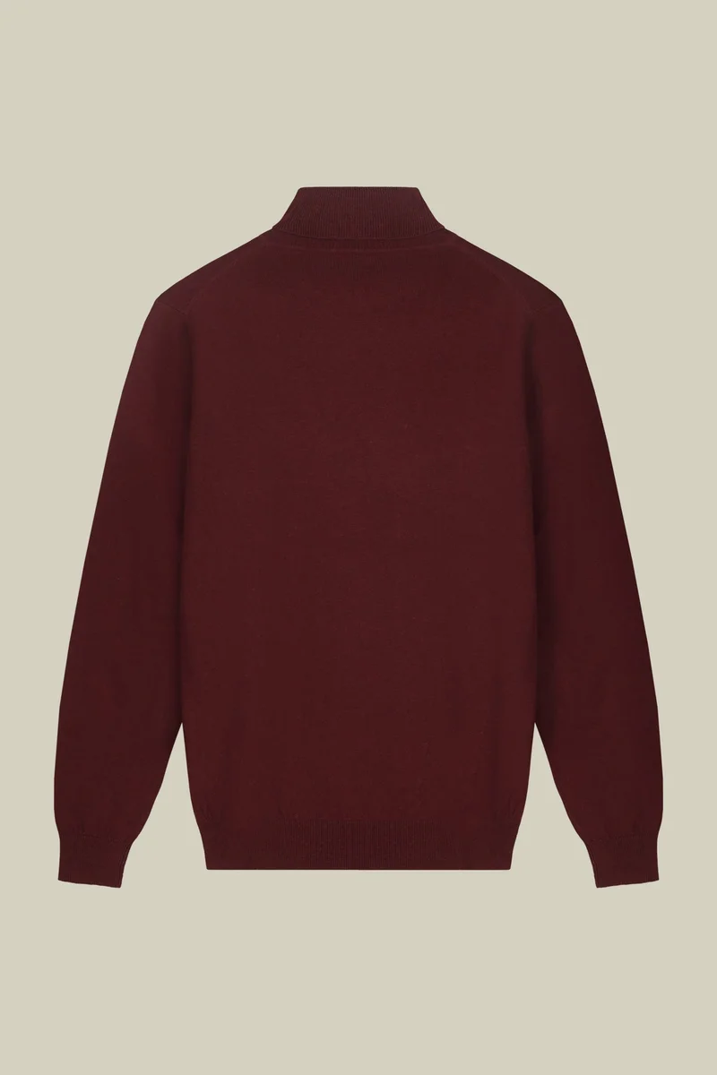 Doppelganger Red Men's regular fit high neck jumper in wool and cotton - Bordeaux for Men | Best Price UAE