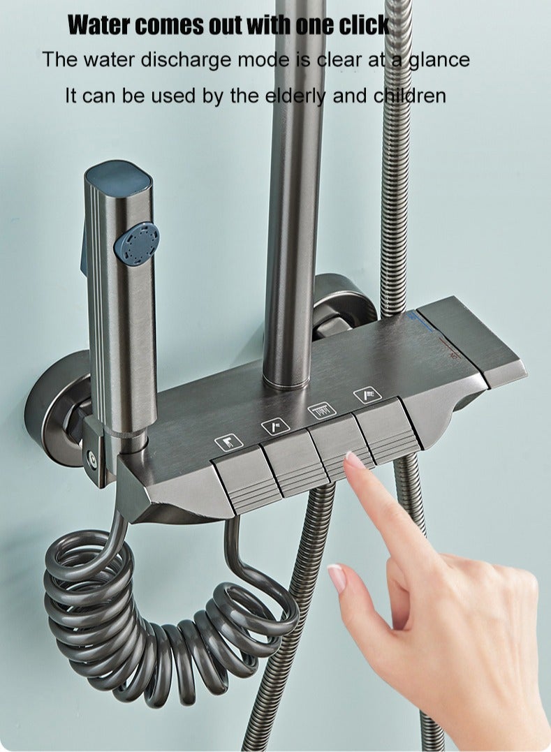 The shower head height can be adjusted arbitrarily to meet the bathing needs of different heights. The wide platform can be used to place bathing supplies, which in turn provides an extra storage sp  - Image 4