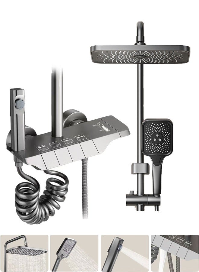 The shower head height can be adjusted arbitrarily to meet the bathing needs of different heights. The wide platform can be used to place bathing supplies, which in turn provides an extra storage sp  - Image 1