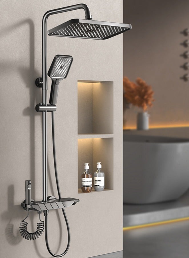 The shower head height can be adjusted arbitrarily to meet the bathing needs of different heights. The wide platform can be used to place bathing supplies, which in turn provides an extra storage sp  - Image 2