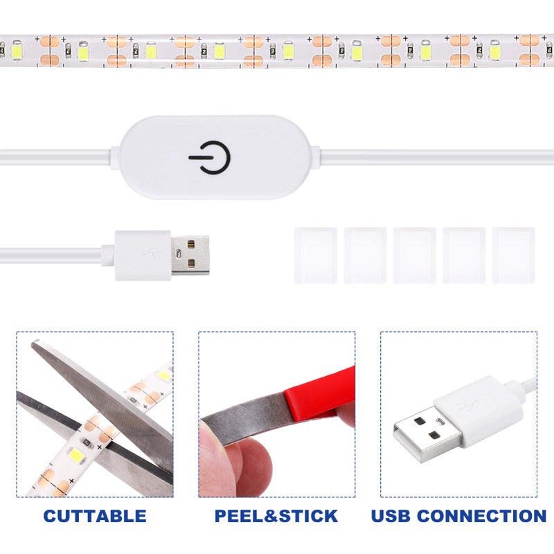 Uonlytech 2 Sewing Machine Strip Light, USB 6500K Self- Adhesive Light Strip White Light Strip Sewing Machine LED Lamp for Family- Worker - Image 3