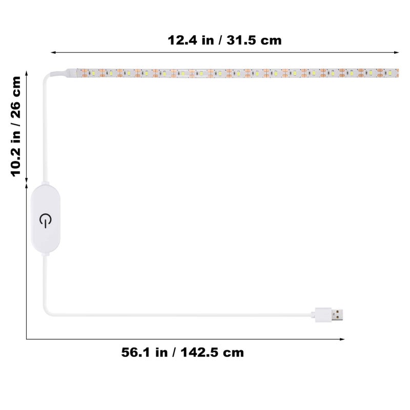 Uonlytech 2 Sewing Machine Strip Light, USB 6500K Self- Adhesive Light Strip White Light Strip Sewing Machine LED Lamp for Family- Worker - Image 5