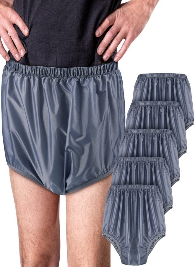 Amyhill 5 Pcs Adult Leakproof Underwear for Incontinence Washable Reusable Waterproof Pants Diaper Pull-On Cover Cloth Use Women Men(Large,Gray - Image 1
