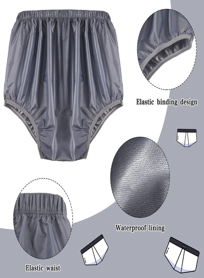 Amyhill 5 Pcs Adult Leakproof Underwear for Incontinence Washable Reusable Waterproof Pants Diaper Pull-On Cover Cloth Use Women Men(Large,Gray - Image 2