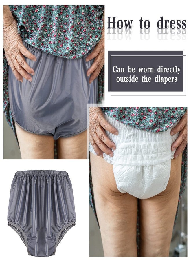 Amyhill 5 Pcs Adult Leakproof Underwear for Incontinence Washable Reusable Waterproof Pants Diaper Pull-On Cover Cloth Use Women Men(Large,Gray - Image 4
