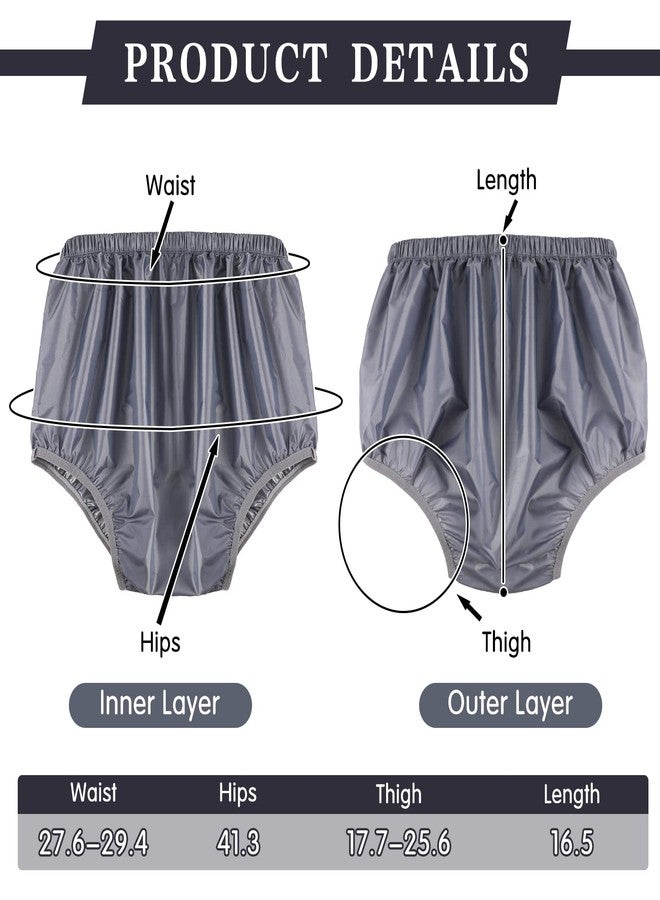 Amyhill 5 Pcs Adult Leakproof Underwear for Incontinence Washable Reusable Waterproof Pants Diaper Pull-On Cover Cloth Use Women Men(Large,Gray - Image 3