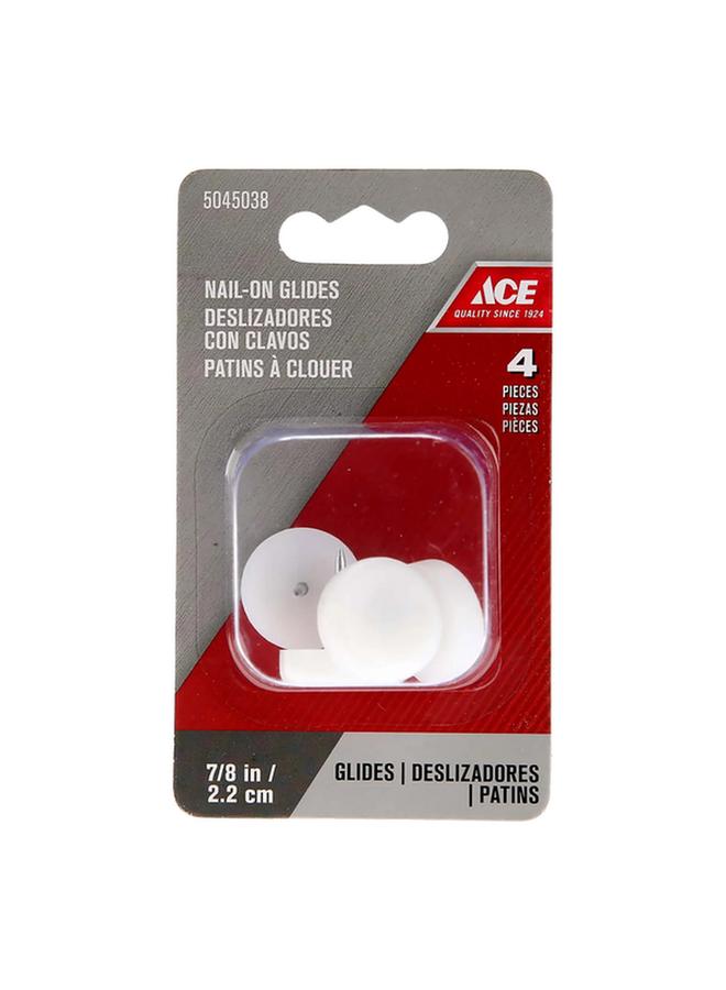 ACE 4-Piece Round Shape Plastic Nail On Glide Set White 2.2cm AI0001  - Image 1