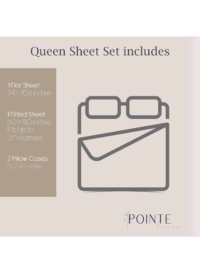 Pointehaven Bedding 4 Pieces Queen 100 Cotton Percale Sheets Printed Bed Sheet  Pillowcase Sets Soft Cotton Bed Sheets Set Fits Mattress 19 inches Deep Pocket Queen Prima - Image 4