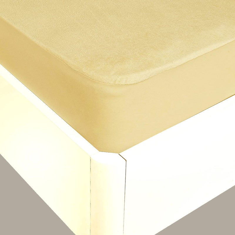 INDIA FURNISH India Furnish Terry Waterproof Mattress Protector with Elastic Skirting Queen Size Beige 75x60 - Image 2