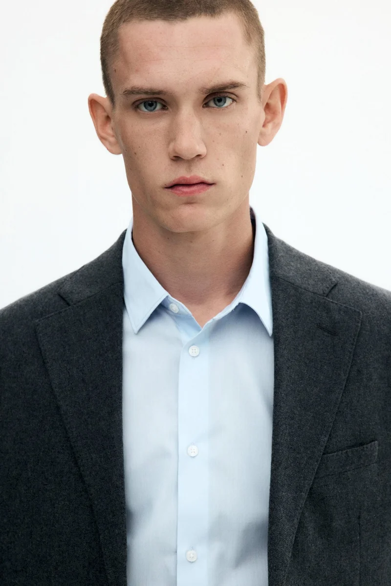 اتش اند ام جاكيت من مزيج الصوف بقصّة عادية