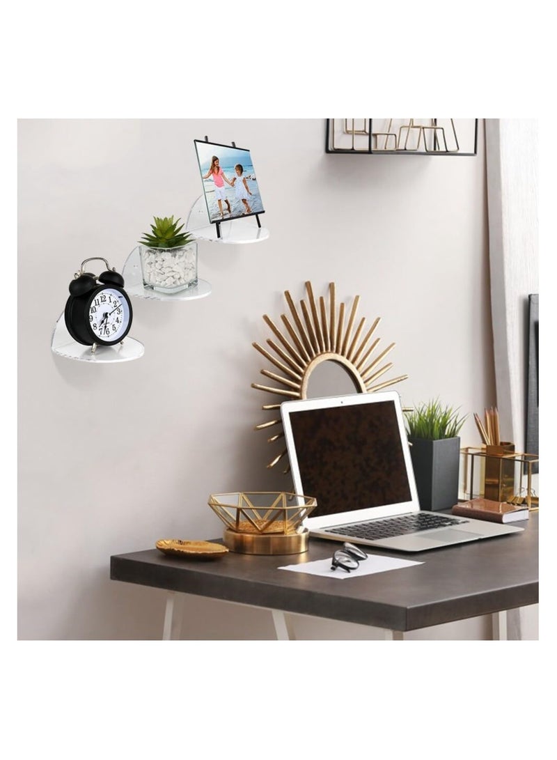 KASTWAVE 3 قطع رفوف حائط صغيرة من الأكريليك، حوامل مراقبة صغيرة مع براغي، رفوف حائط عائمة صغيرة لكاميرات المراقبة، كاميرات الويب، مكبرات الصوت، أجهزة مراقبة الأطفال، رفوف عرض زخرفية حائطية - Image 5