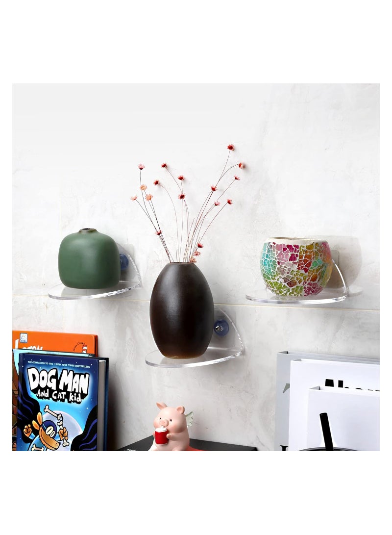 KASTWAVE 3 قطع رفوف حائط صغيرة من الأكريليك، حوامل مراقبة صغيرة مع براغي، رفوف حائط عائمة صغيرة لكاميرات المراقبة، كاميرات الويب، مكبرات الصوت، أجهزة مراقبة الأطفال، رفوف عرض زخرفية حائطية - Image 4