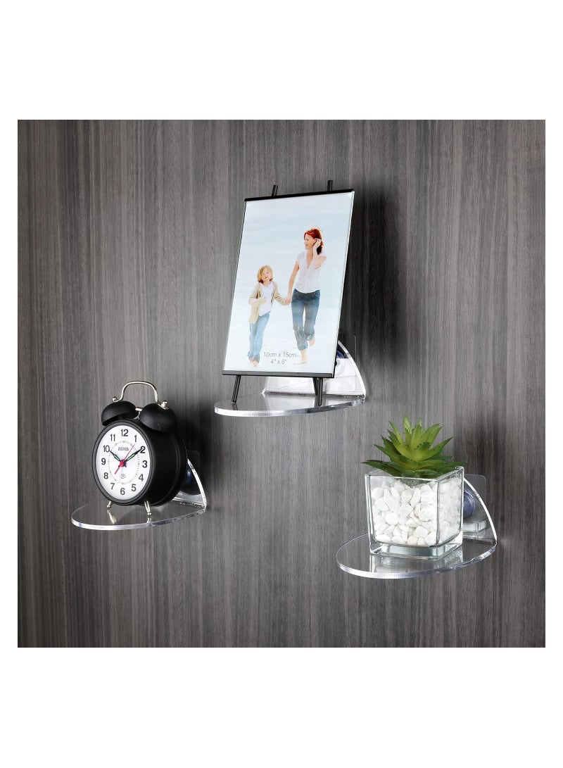 KASTWAVE 3 قطع رفوف حائط صغيرة من الأكريليك، حوامل مراقبة صغيرة مع براغي، رفوف حائط عائمة صغيرة لكاميرات المراقبة، كاميرات الويب، مكبرات الصوت، أجهزة مراقبة الأطفال، رفوف عرض زخرفية حائطية - Image 2