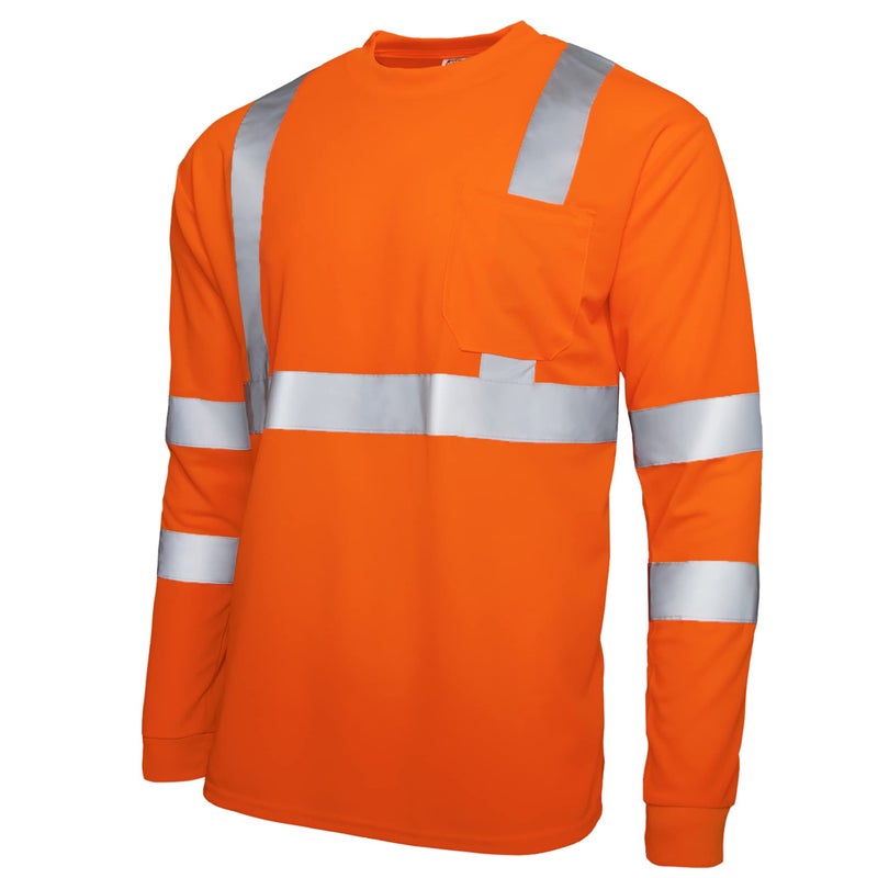 JORESTECH Safety Long Sleeve Shirt with High Visibility Reflective Strips and Front Pocket, ANSI Compliant