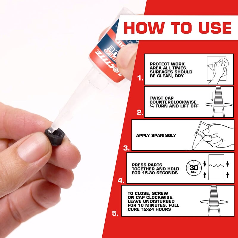 Loctite Super Glue Liquid Longneck Bottle, Clear, 0.35 fl oz Bottle, 1 Pack - Superglue for Plastic, Wood, Metal, Crafts & Repair, Cyanoacrylate Adhesive Instant Glue, Quick Dry - Image 2