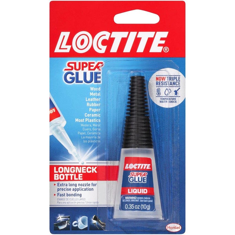 Loctite Super Glue Liquid Longneck Bottle, Clear, 0.35 fl oz Bottle, 1 Pack - Superglue for Plastic, Wood, Metal, Crafts & Repair, Cyanoacrylate Adhesive Instant Glue, Quick Dry - Image 1