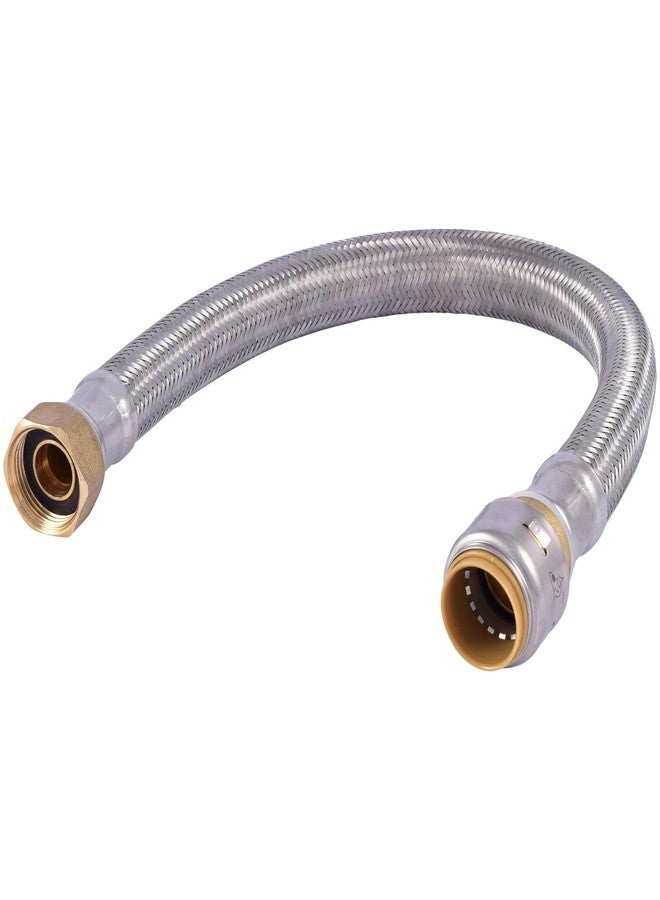 SharkBite Max 3/4 Inch x 3/4 Inch FIP x 18 Inch Stainless Steel Braided Flexible Water Heater Connector, Push to Connect Brass Plumbing Fitting, PEX Pipe, Copper, CPVC, PE-RT, HDPE, UR3088FX18 - Image 1