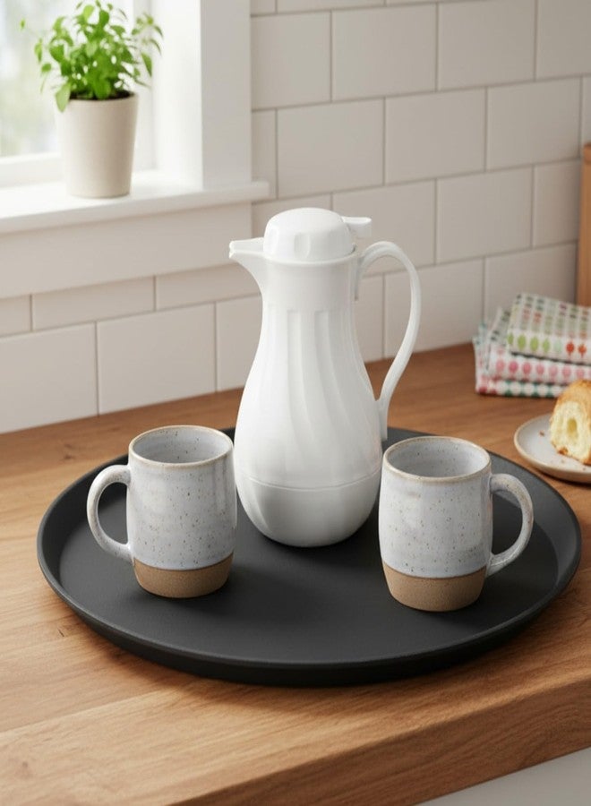 TrueCraftware- 16" Round Non-Slip Serving Trays Black Set of 2- Restaurant Serving Tray Rubber Lined Tray Coffee Appetizer Breakfast Perfect for Kitchen Café and Restaurants - Image 2