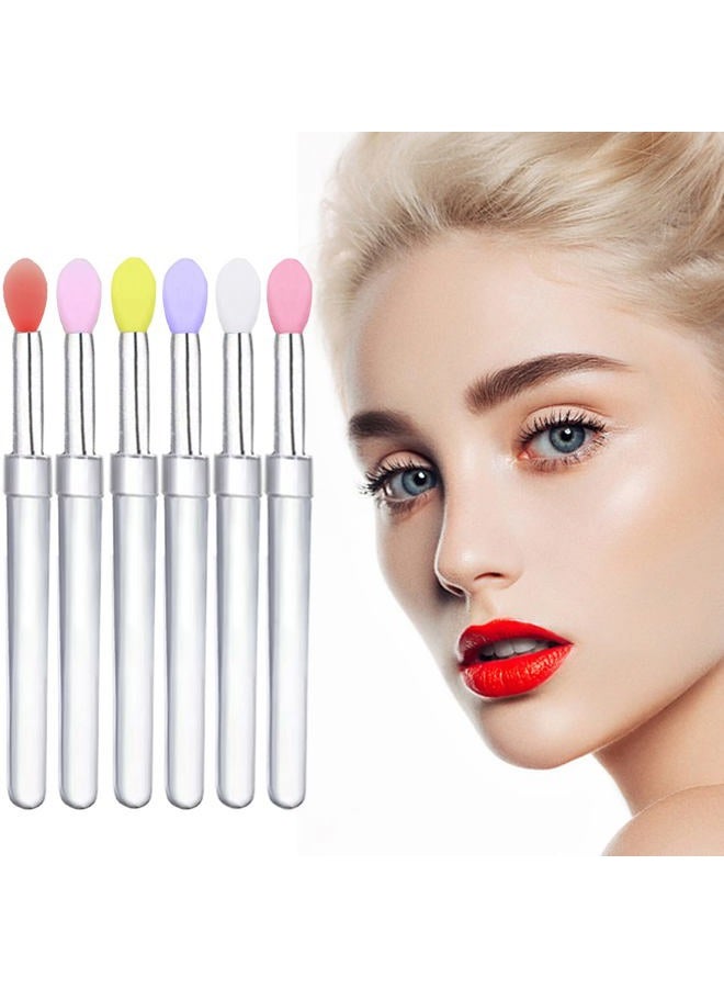ELESDA Lip Brush, 6PCS Silicone Lip Applicator Reusable Lip Mask Applicator, Silicone Lip Brush Retractable Lip Gloss Balm Applicator Eyeshadow Lip Scrub Brush Applicator Lip Applicators Disposable - Image 1