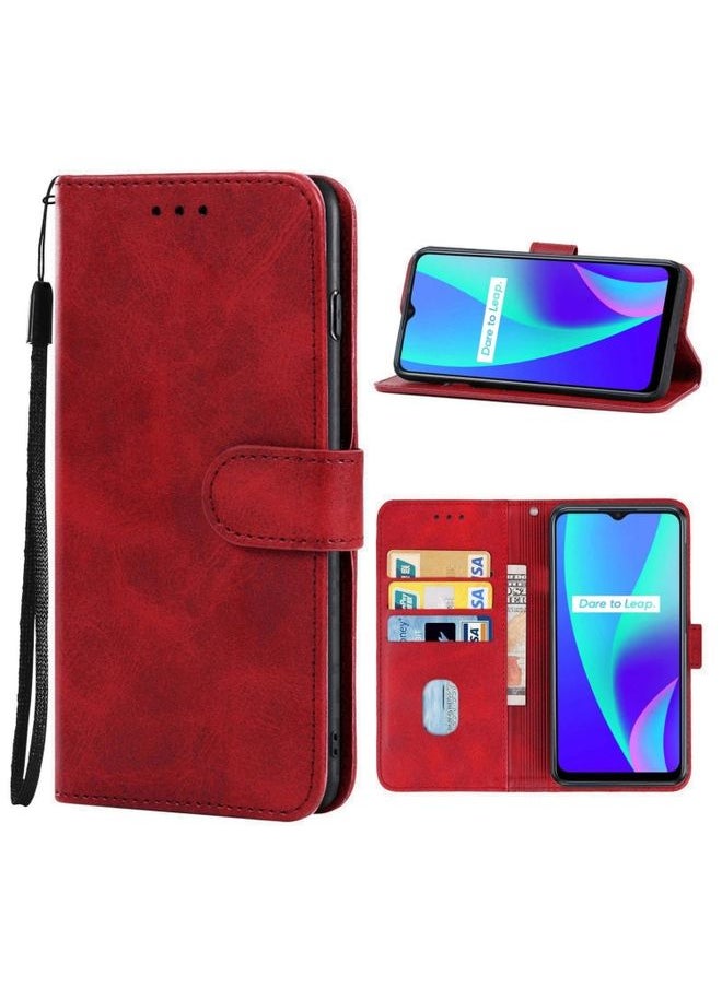 HuHa Case Cover Leather Phone Case For Realme C15 Red 