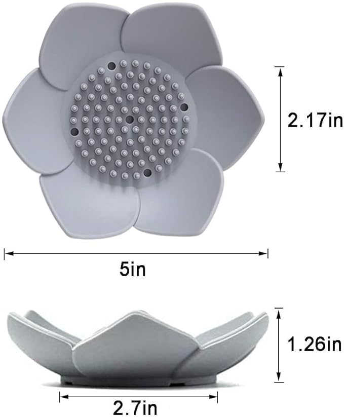 black sparrow black sparrow 2pcs Lotus Flower Shape Soap Dish Holder Soap Saver with Drain Holes Silicone Unbreakable Soap Case for Bathroom and Kitchen  - Image 2