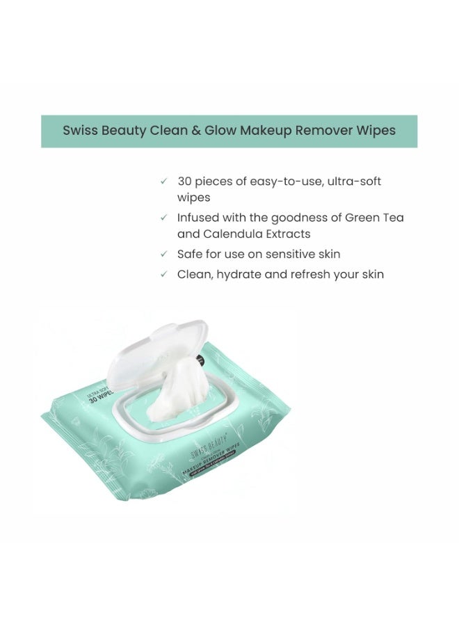 Swiss Beauty Clean & Glow Makeup Remover Wipes | With Green Tea And Calendula Extracts| Cleansing And Hydrating Facial Wipes| 30 Wipes - Image 5
