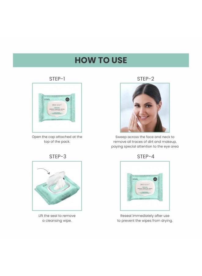 Swiss Beauty Clean & Glow Makeup Remover Wipes | With Green Tea And Calendula Extracts| Cleansing And Hydrating Facial Wipes| 30 Wipes - Image 3