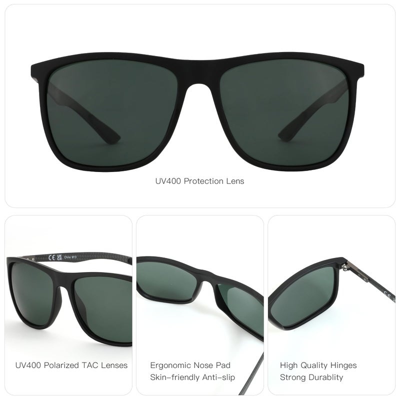 ZENOTTIC Square Polarized Sunglasses for Men - Ultralight Carbon Fiber Sun Glasses Driving Fishing Cycling Golf Sports UV400 Protection - Image 4