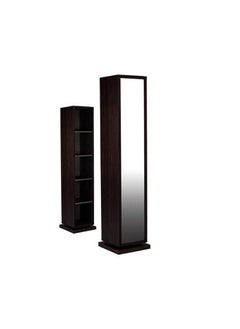 AtoZ Furniture Rotating Mirrored Shoe Cabinet in Walnut Color 