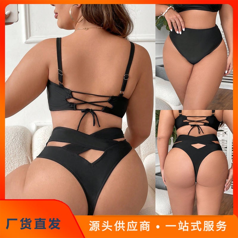 'S New Plus-Size Women'S Swimwear Triangle Bikini Bottoms Hollow-Out (Single Swim Bottom)