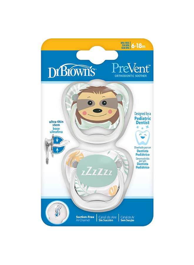 دكتور براونز PreVent PRINTED SHIELD Soother - Stage 2, Green, 2-Pack - Image 3
