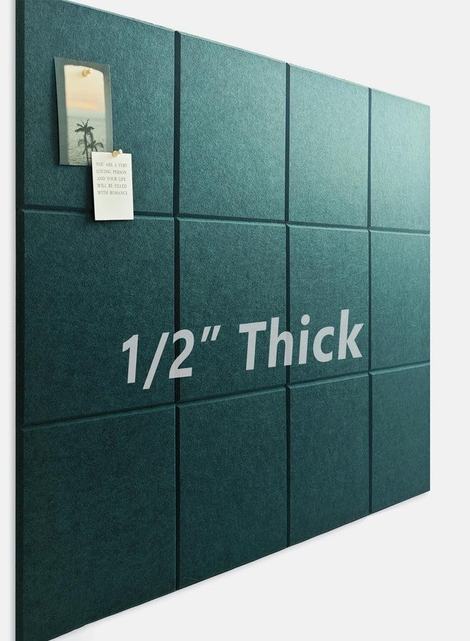 AkuDecor Large Cork Board for Office Wall Decor,48"x36"-12 Pack Felt Wall Tiles with 35 Push Pins, Thicker 0.47in, Felt Bulletin Board Pin Board Cork Boards for Walls - Dark Green - Image 1