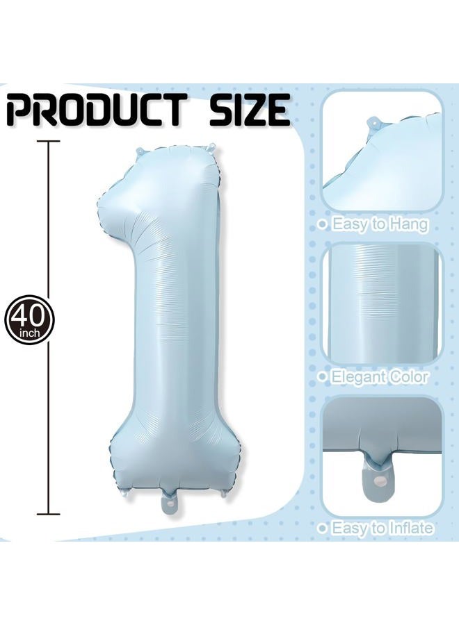 Froova 40 Inch 10 Balloon Number, Large Baby Blue Foil Number 10 Balloons Birthday Party Decor, Light Blue Helium Mylar Self Inflating Balloon for Boys 10th Birthday Wedding Anniversary Decorations Supplies - Image 2