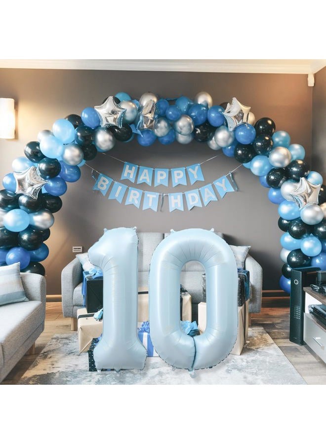Froova 40 Inch 10 Balloon Number, Large Baby Blue Foil Number 10 Balloons Birthday Party Decor, Light Blue Helium Mylar Self Inflating Balloon for Boys 10th Birthday Wedding Anniversary Decorations Supplies - Image 5